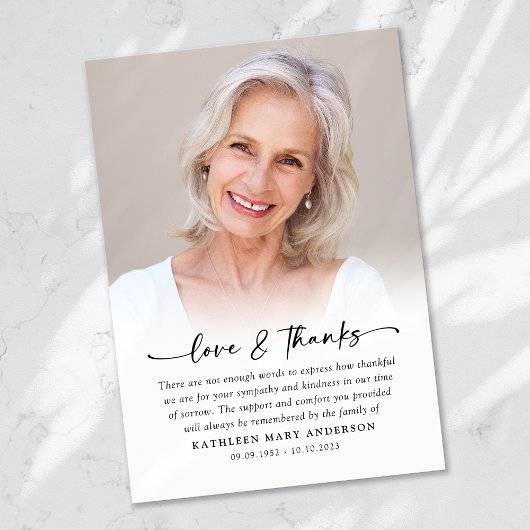 Carte De Remerciements Funérailles photo simples