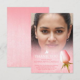 Carte De Remerciements Funérailles rose rose rose rose photo famille cart