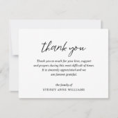 Carte De Remerciements Funérailles simples minimes élégantes (Devant)