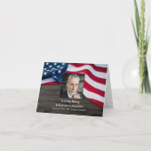 Carte De Remerciements Funérailles USA Drapeau Vétéran Photo Mémorial Sym (Devant)