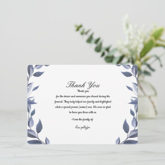 Carte de remerciements funéraire (Debout devant)