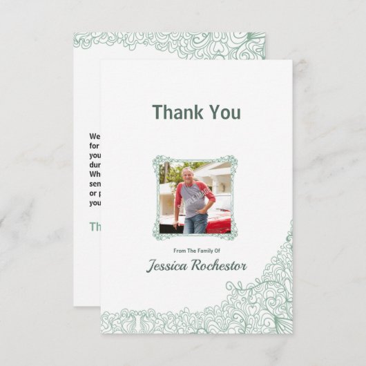 Carte de remerciements funéraire (Devant / Derrière)