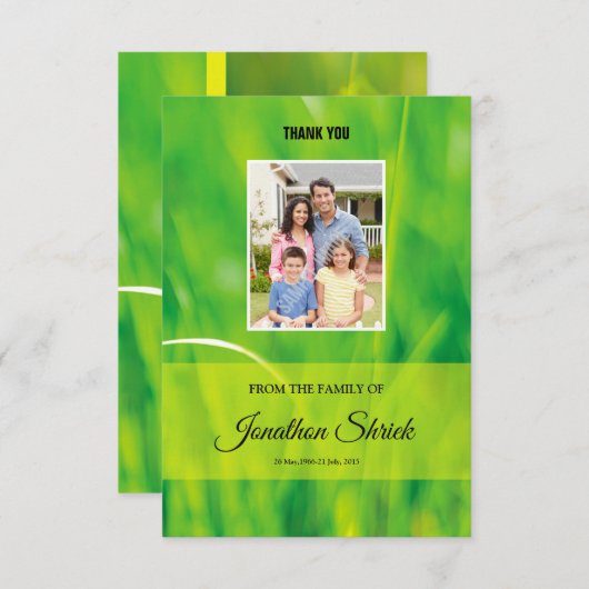 Carte de remerciements funéraire (Devant / Derrière)