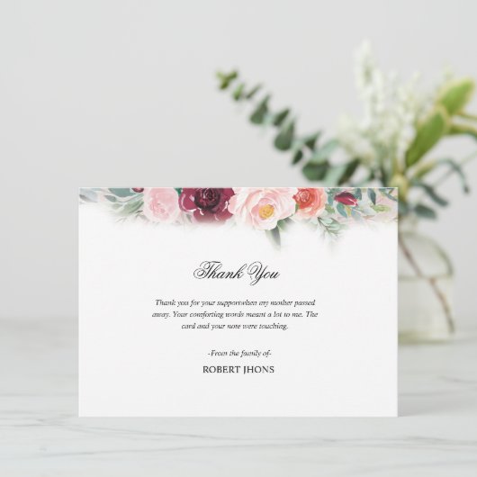 Carte de remerciements funéraire (Debout devant)