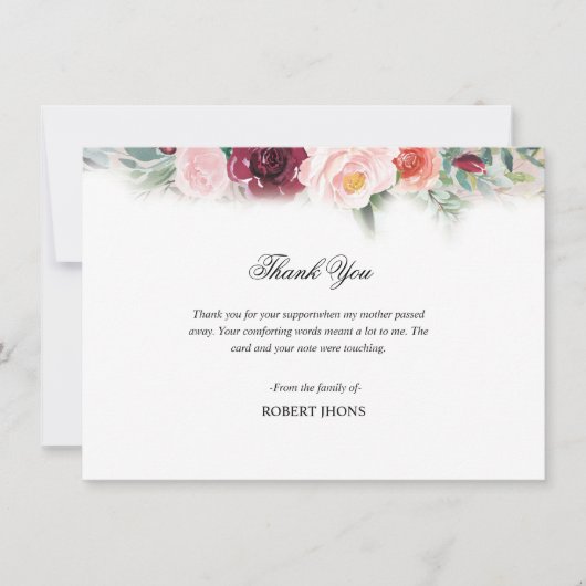 Carte de remerciements funéraire (Devant)