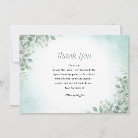 Carte de remerciements funéraire (Devant)