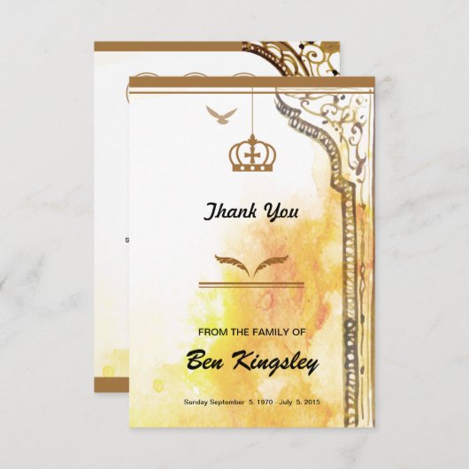 Carte de remerciements funéraire (Devant / Derrière)