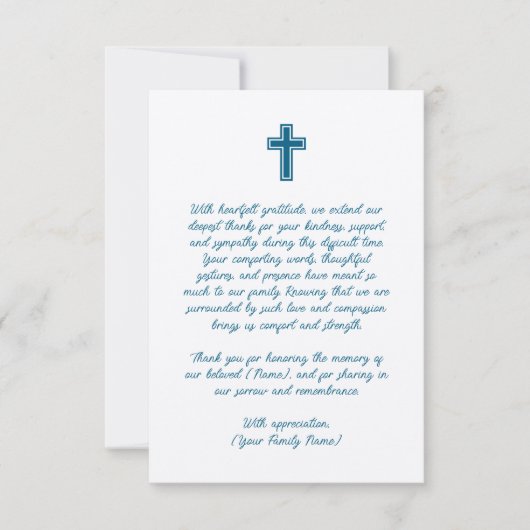 Carte de remerciements funéraire avec croix (Devant)