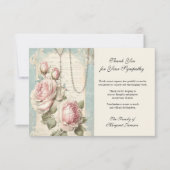 Carte De Remerciements Funéraire catholique Rosaire et Rose (Devant)