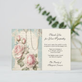 Carte De Remerciements Funéraire catholique Rosaire et Rose (Debout devant)