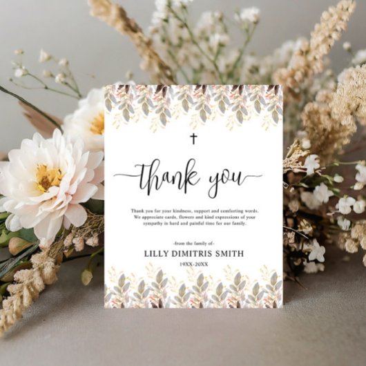 Carte de remerciements funéraire commémorative du 