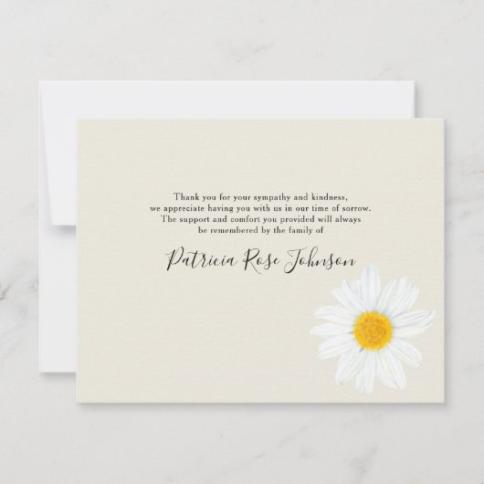 Carte de remerciements funéraire Cream Daisy (Devant)