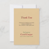 Carte de remerciements funéraire de Croix de Verre (Dos)