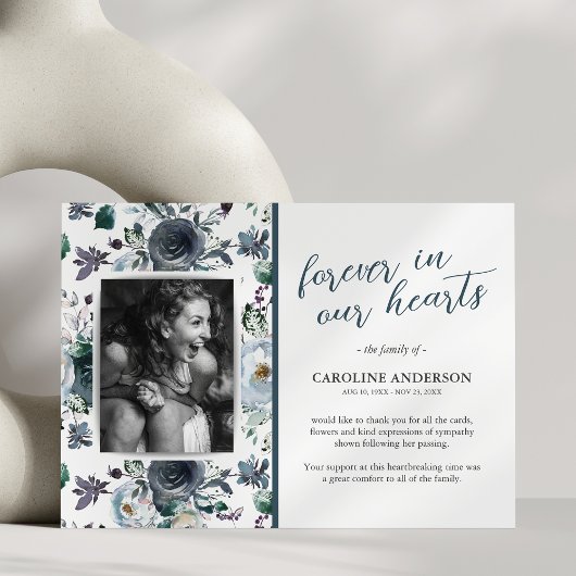Carte de remerciements funéraire de photo florale 