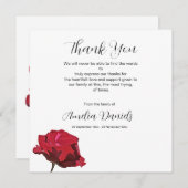 Carte de remerciements funéraire de Red Rose (Devant / Derrière)