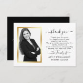 Carte de remerciements funéraire de script blanc d (Devant / Derrière)