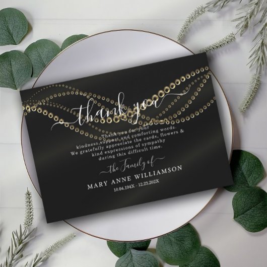 Carte de remerciements funéraire de script budgéta