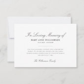 carte de remerciements funéraire de script élégant (Devant)