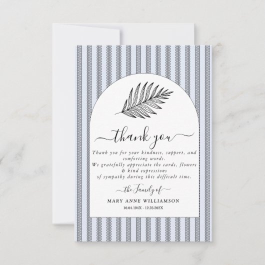 Carte de remerciements funéraire de script texte (Devant)