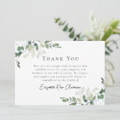 Carte de remerciements funéraire de Sympathy Eucal (Debout devant)