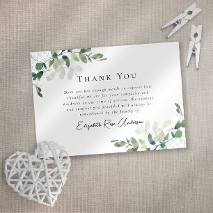 Carte de remerciements funéraire de Sympathy Eucal