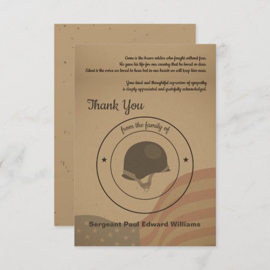 Carte de remerciements funéraire du soldat (Devant / Derrière)