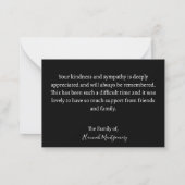 Carte de remerciements funéraire en noir et blanc (Dos)
