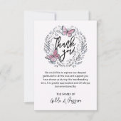 carte de remerciements funéraire floral à papillon (Devant)