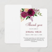 Carte de remerciements funéraire Floral Purple (Devant / Derrière)