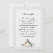 Carte de remerciements funéraire floral simple (Devant)