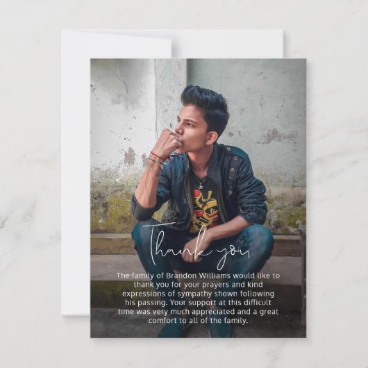 Carte de remerciements funéraire manuscrit simple (Devant)