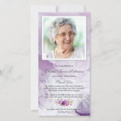 Carte de remerciements funéraire Memorial violet S (Devant)