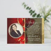 Carte de remerciements funéraire moderne Red Wrap (Debout devant)