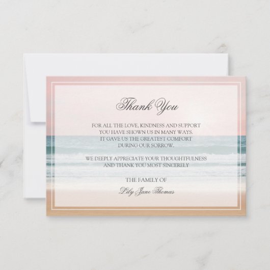 Carte de remerciements funéraire océanique | Carte (Devant)