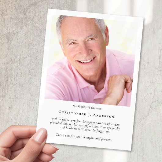 Carte de remerciements funéraire photo