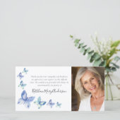 Carte de remerciements funéraire photo papillon (Debout devant)