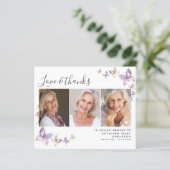 Carte de remerciements funéraire photo papillon bu (Debout devant)