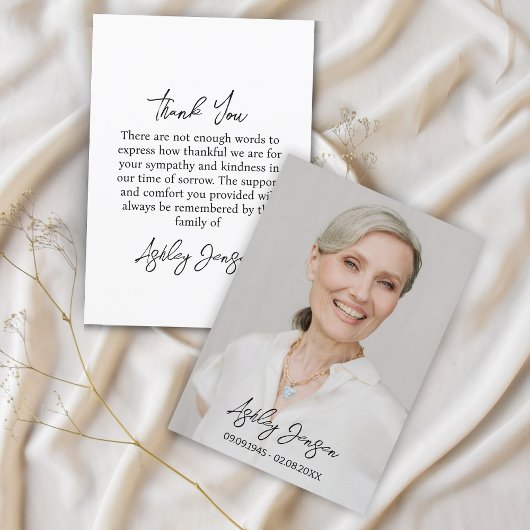 Carte de remerciements funéraire photo sympathy