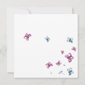 Carte de remerciements funéraire rose Bleu papillo (Dos)