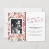 Carte de remerciements funéraire rose floral (Devant)