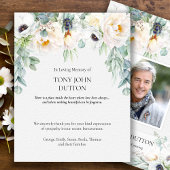 Carte de remerciements funéraire Roses blanches Eu