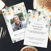 Carte de remerciements funéraire Roses blanches Eu