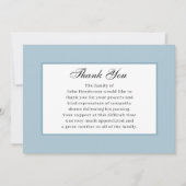 Carte de remerciements funéraire simple bleu doux (Devant)