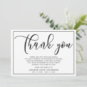 Carte de remerciements funéraire simple en noir et (Debout devant)