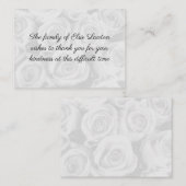 Carte de remerciements funéraire White Roses (Devant / Derrière)