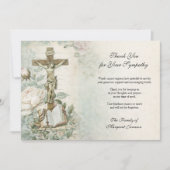 Carte De Remerciements Funeral Catholic Jesus Roses Cross Condolence (Devant)