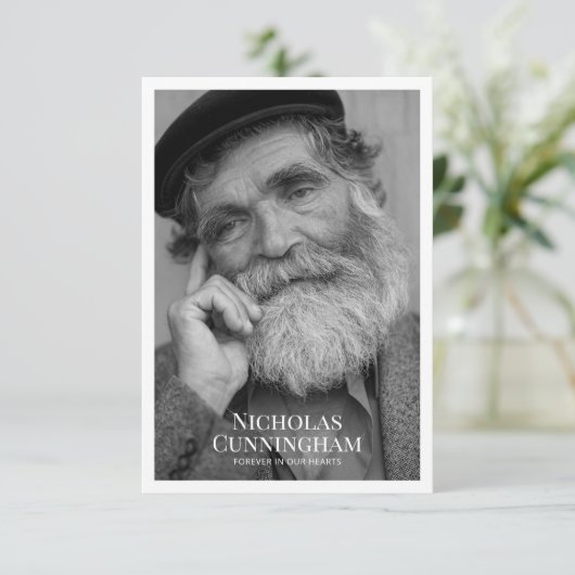 Carte De Remerciements Funeral Memorial Classic Simple Photo et Message (Debout devant)