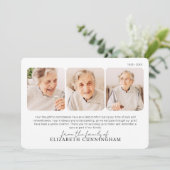 Carte De Remerciements Funeral Memorial Modern Simple 3 Photos (Debout devant)