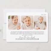 Carte De Remerciements Funeral Memorial Modern Simple 3 Photos (Devant)