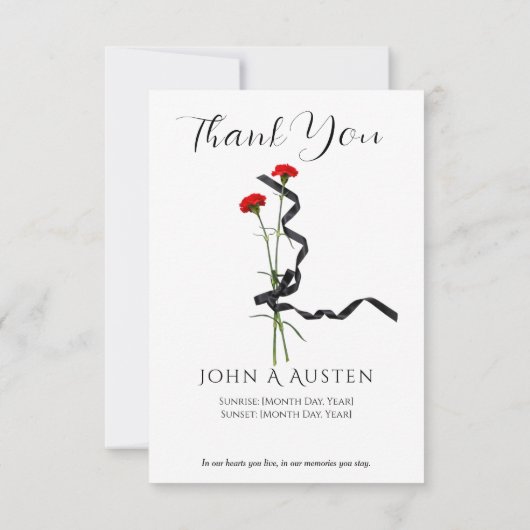 Carte De Remerciements Funeral Thank You Card (Dos)